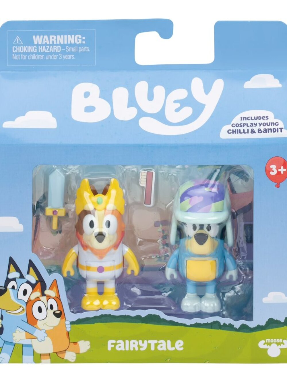Bluey Fairytale Figure 2-Pack, 2.5 in Figures of Costume Chilli and Bandit, NEW